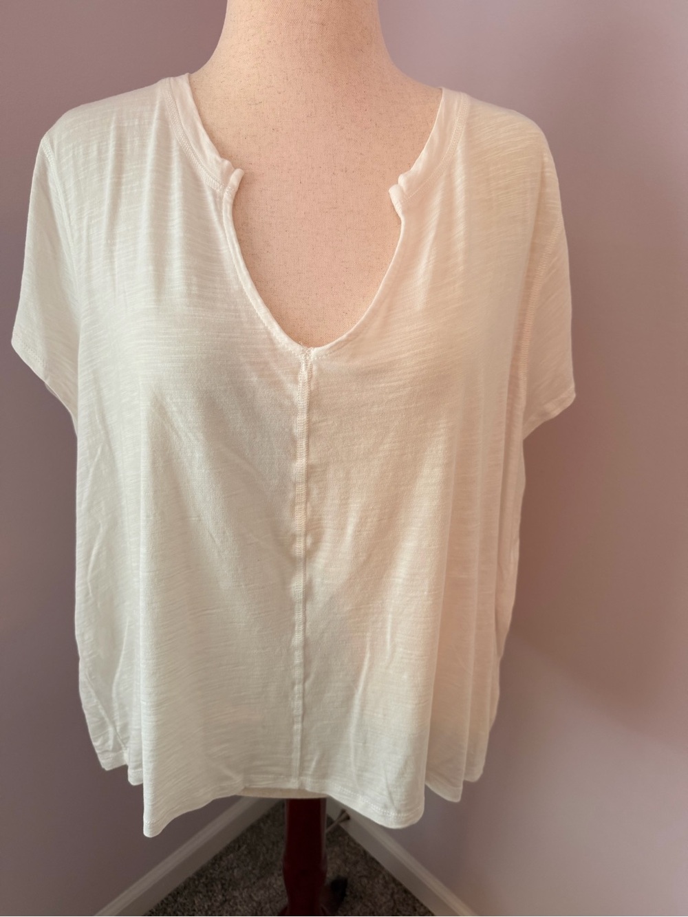Sanctuar 3X White Slub Knit Oversized Tee Casual Boho Top